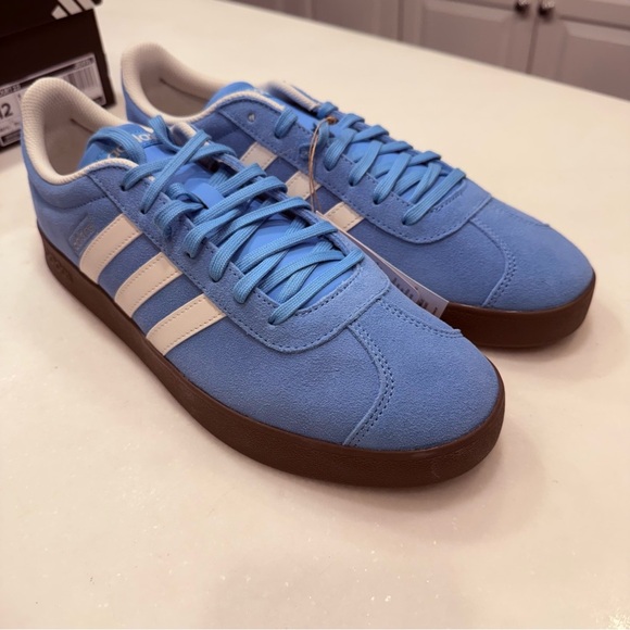 Adidas VL Court 2.0 Men’s Sneakers. Blue W/ White Stripes Gum Soles Sz 12 NEW! - Picture 6 of 14